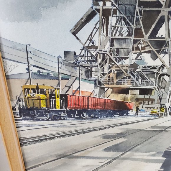 FRAMED NEWMAN MYRAH WATERCOLOR, Portland, Oregon Dock, Harbor - Picture 9 of 11